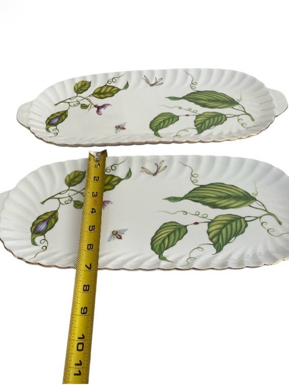 Set Of 2 Godinger & Co. Jardin. Large Sandwich Trays / oval serving platters - Picture 12 of 12